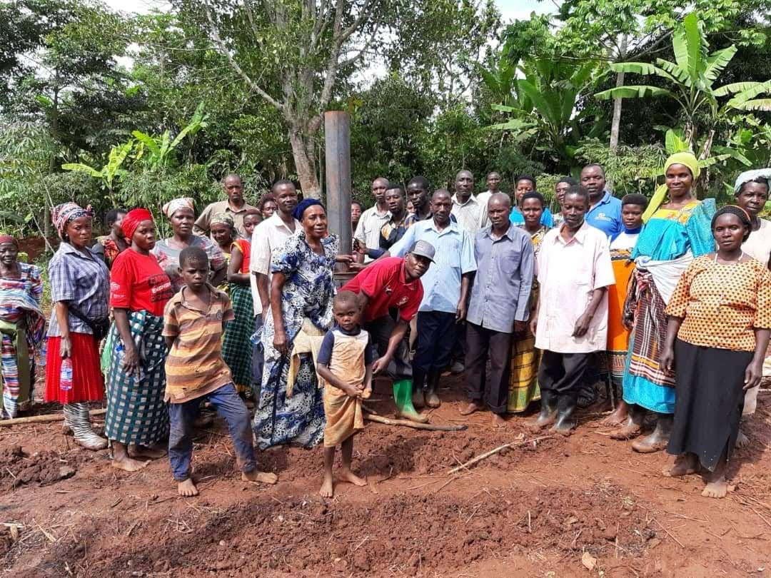 Community participants pictured during the biochar project in Mpigi District, Uganda